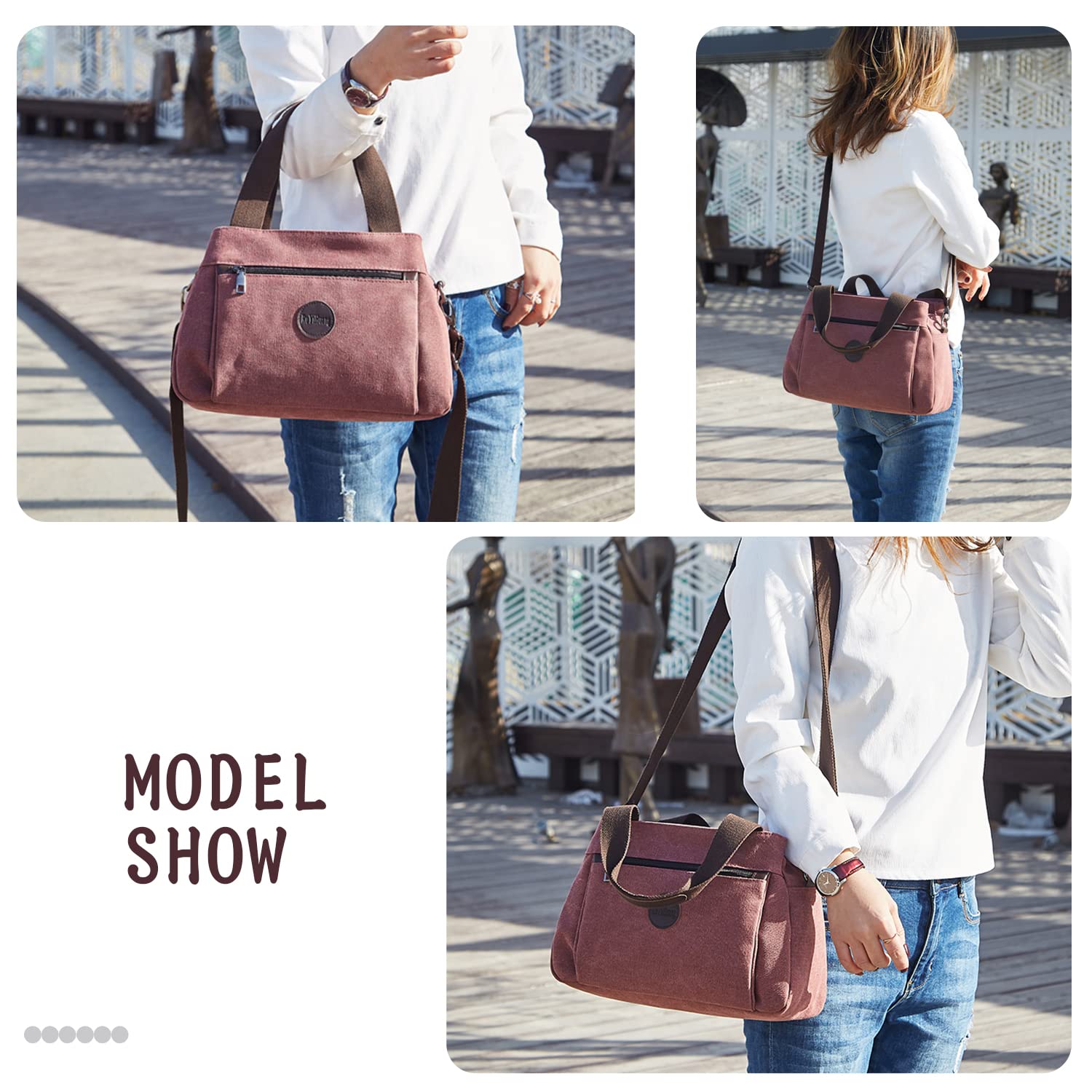 Vintage Canvas Hobo Handbag for Women - Crossbody Shoulder Tote Purse with Multiple Pockets | Casual Work, Travel & Everyday Use