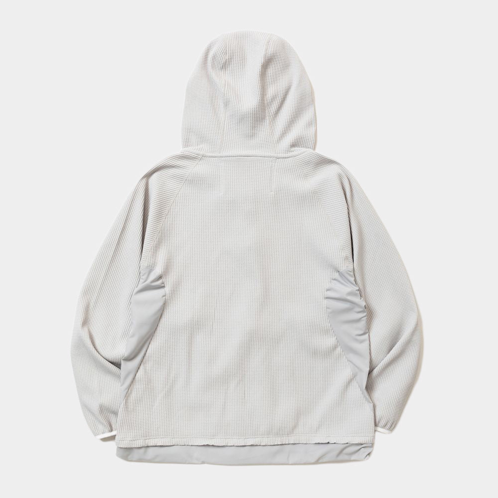 MEANSWHILE SOLOTEX WAFFLE HOODIE - Lightweight Bone Color Pullover Sweatshirt for Men & Women | Cozy Lounge Wear, Casual Street Style, Outdoor Activities