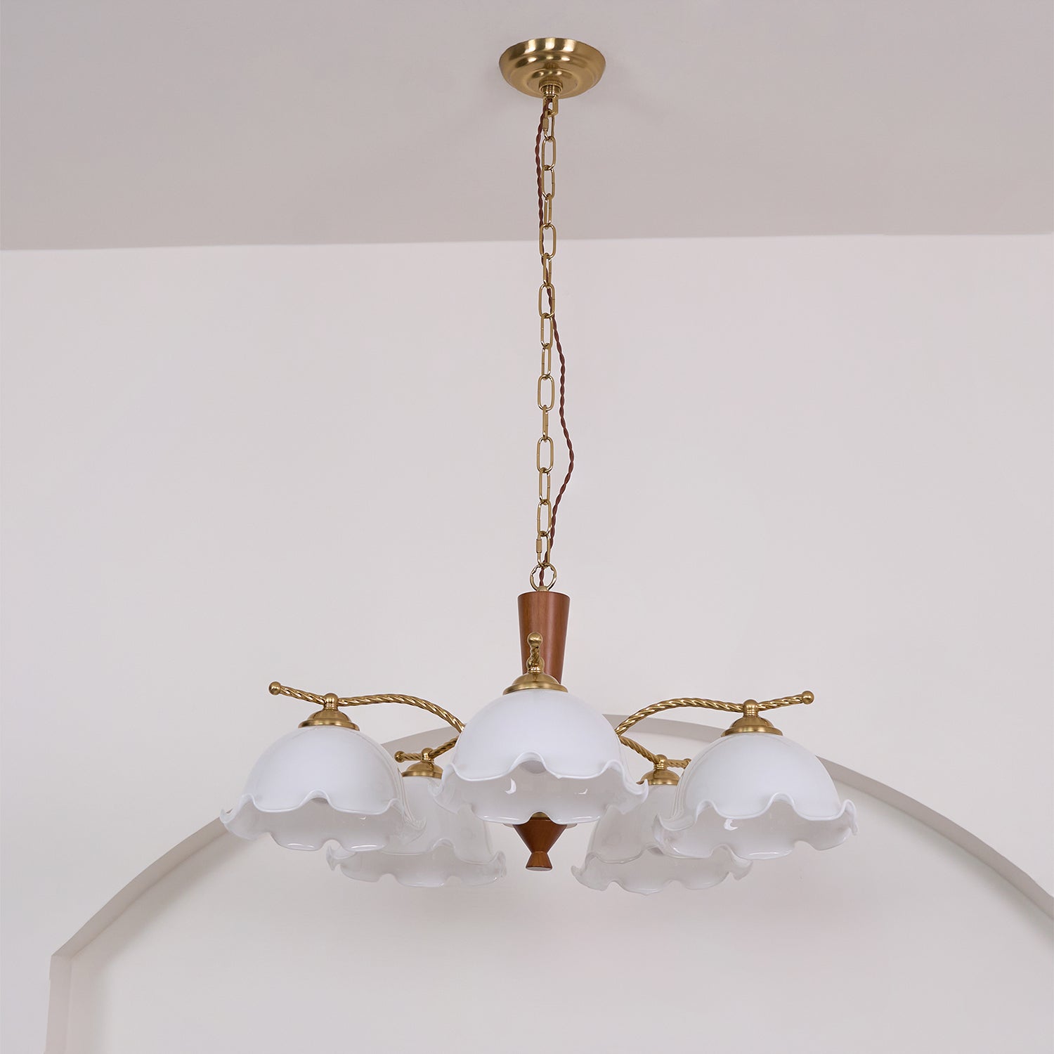 Elegant Milky Flower Chandelier - Crystal Ceiling Light Fixture for Dining Room, Bedroom & Living Room Decor