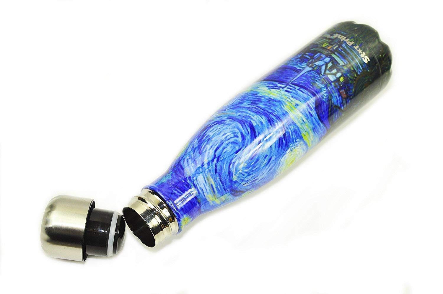 Van Gogh The Starry Night Stainless Steel Water Bottle - 17oz Double Wall Vacuum Insulated Tumbler with Star Print - Perfect for Travel, Office & Outdoor Activities