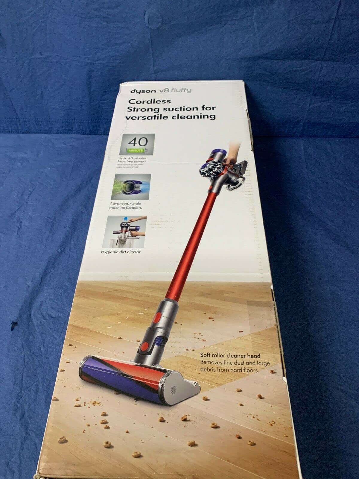 Dyson V8 Fluffy Cordless Vacuum Cleaner with Soft Roller Head - Includes 5 Attachments: Mini Dusting Brush, Crevice Tool, Motorized Tool & Combo Tool - Perfect for Hard Floors, Carpets & Pet Hair - Home & Office Cleaning Solution with Charging Dock