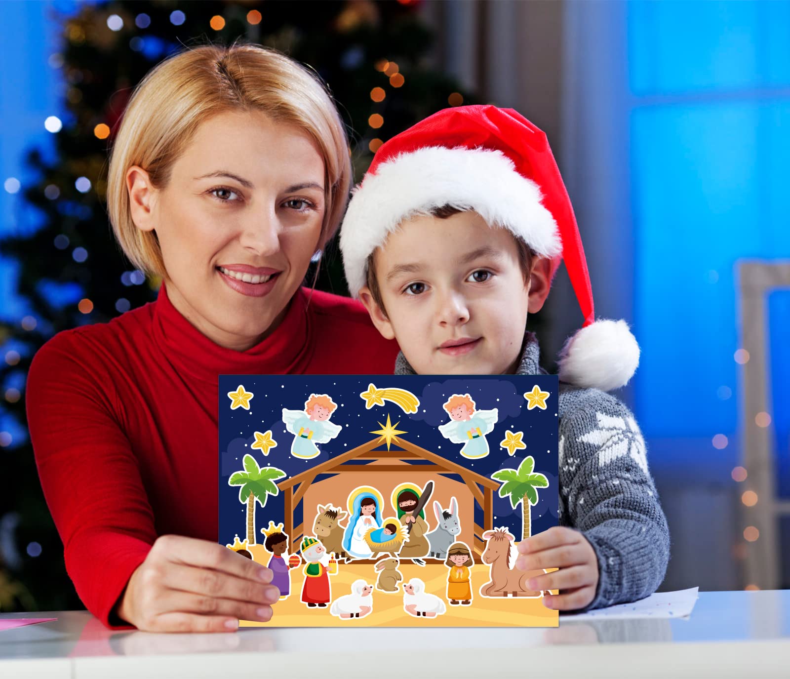 FLYAB Nativity Stickers 12 Sets - Christmas Nativity Scene Stickers for Kids, Religious Party Games, Bible School & Classroom Activities | Perfect for Christmas Decorations, Sunday School Crafts & Holiday Family Fun