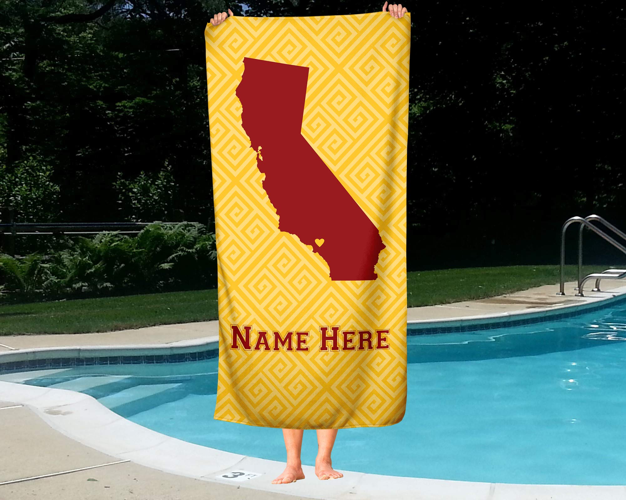 Custom State Pride Beach & Bath Towel - Personalized Medium & Large Towels for Adults & Kids - California & Los Angeles Themed - Perfect for College Football, Basketball Fans, Beach Trips & Pool Parties