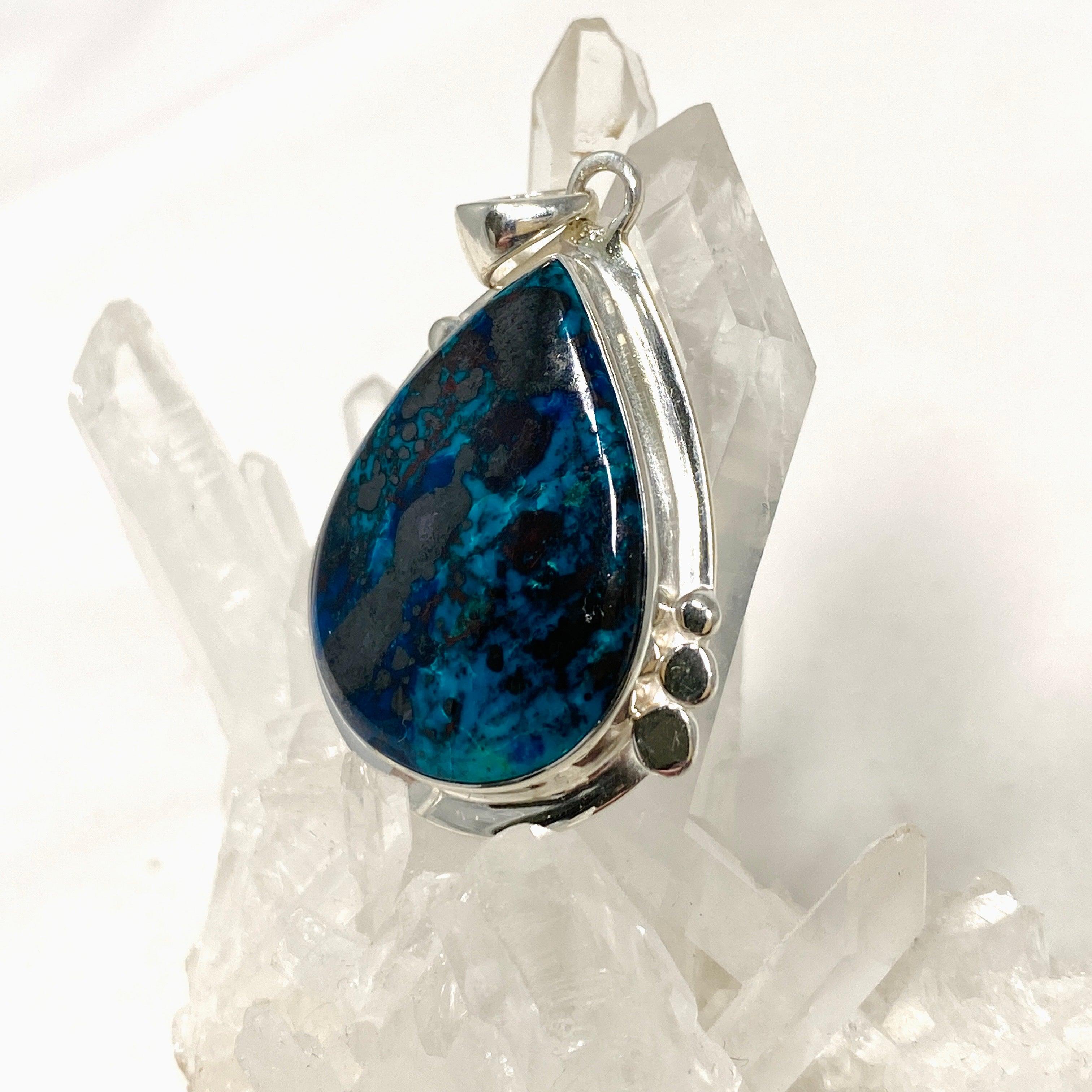 Shattuckite with Cuprite Teardrop Pendant Necklace - Handcrafted Gemstone Jewelry KPGJ4429 | Spiritual Healing, Meditation & Boho Fashion Accessory