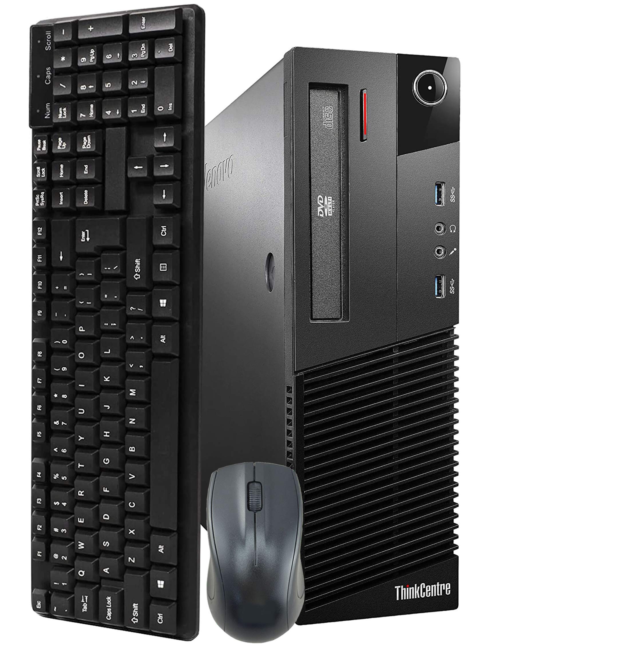 Lenovo ThinkCentre M93P SFF Business Desktop PC - Intel Core i7-4770 3.4GHz Quad-Core, 8GB DDR3 RAM, 128GB M.2 SSD + 500GB HDD, WiFi 5, Bluetooth 4.0, Windows 10 Pro (Renewed) - Perfect for Office Work, Home Computing & Small Business Use