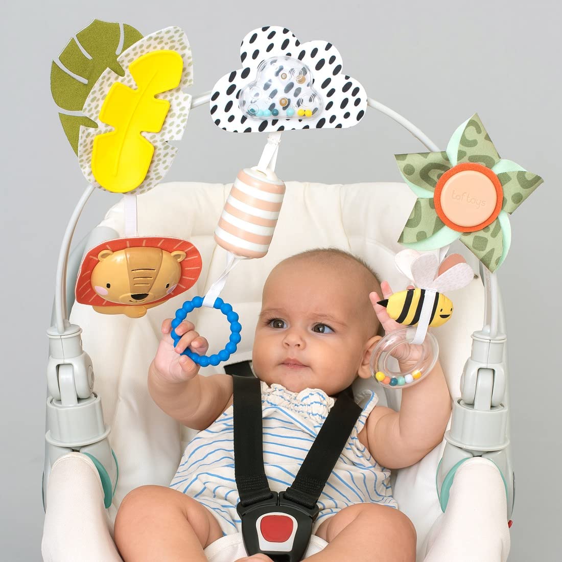 Taf Toys Savannah Adventures Baby Activity Arch with Sensory Toys for Newborns 3-6 Months - Stimulates Motor Skills & Sensory Development - Perfect for Strollers, Bassinets, and Cribs - Ideal for Tummy Time & Early Learning Play