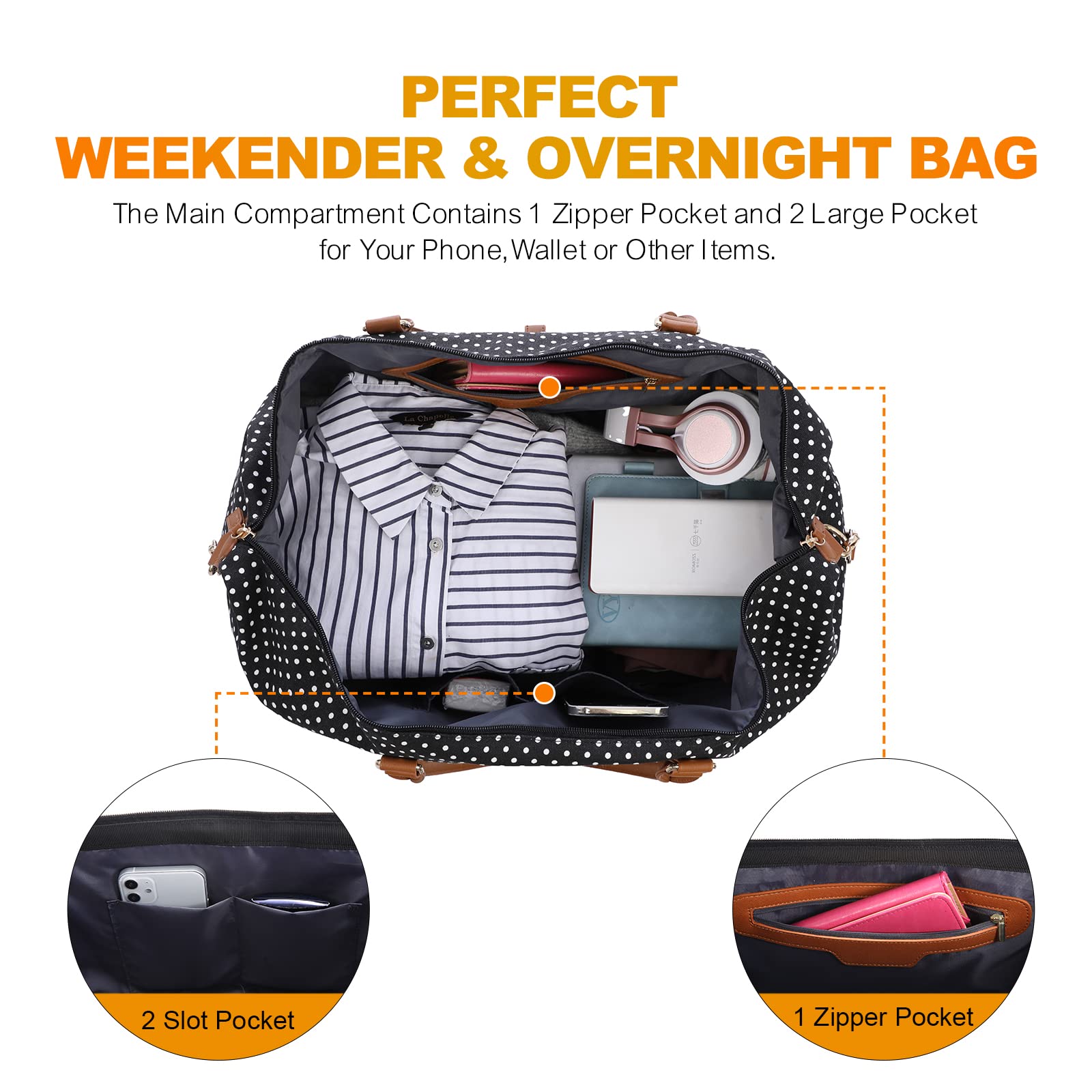 Stylish Canvas Weekender Bag for Women - Spacious Travel Duffle with Shoe Compartment & Toiletry Pouch - Perfect Carry-On Gym Bag for Weekend Getaways, Hospital Visits, and Labor Delivery | Ideal for Travel, Workouts, and Overnight Stays