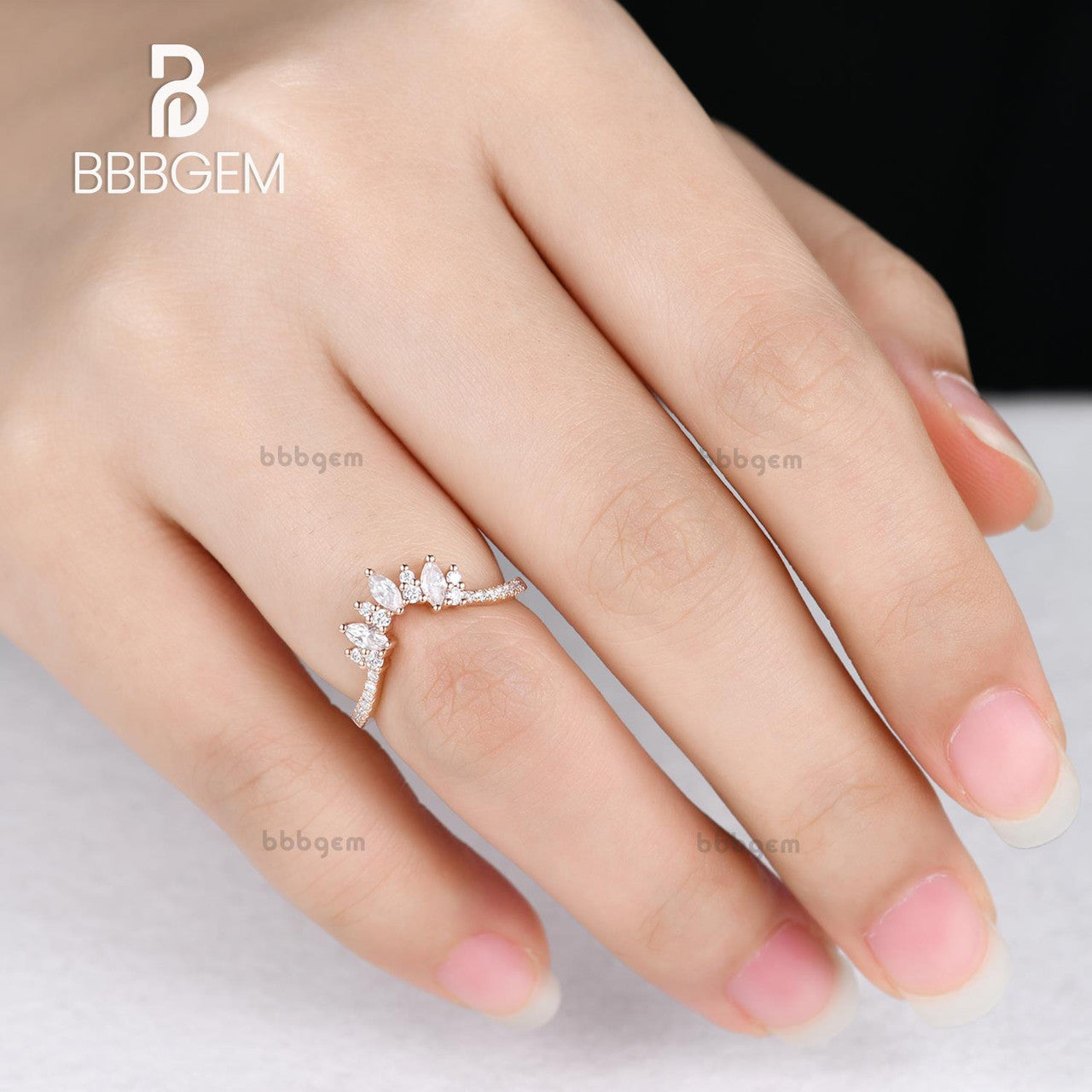 Vintage Marquise & Round Cut Moissanite Wedding Band Set - Elegant Matching Rings for Bridal Jewelry, Anniversary Gifts & Special Occasions