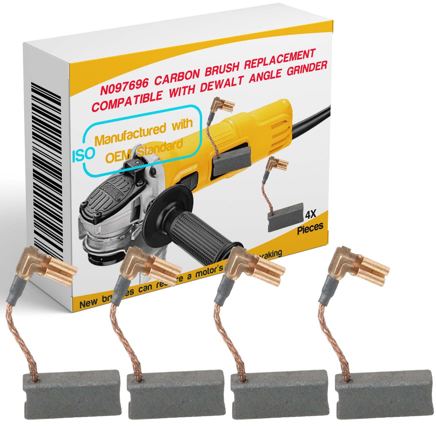 4 Pcs Carbon Motor Brushes Compatible with DeWalt DWE4120 DWE4011 & N097696 - Replacement Parts for Grinder Motor - Ideal for Power Tool Repair and Maintenance