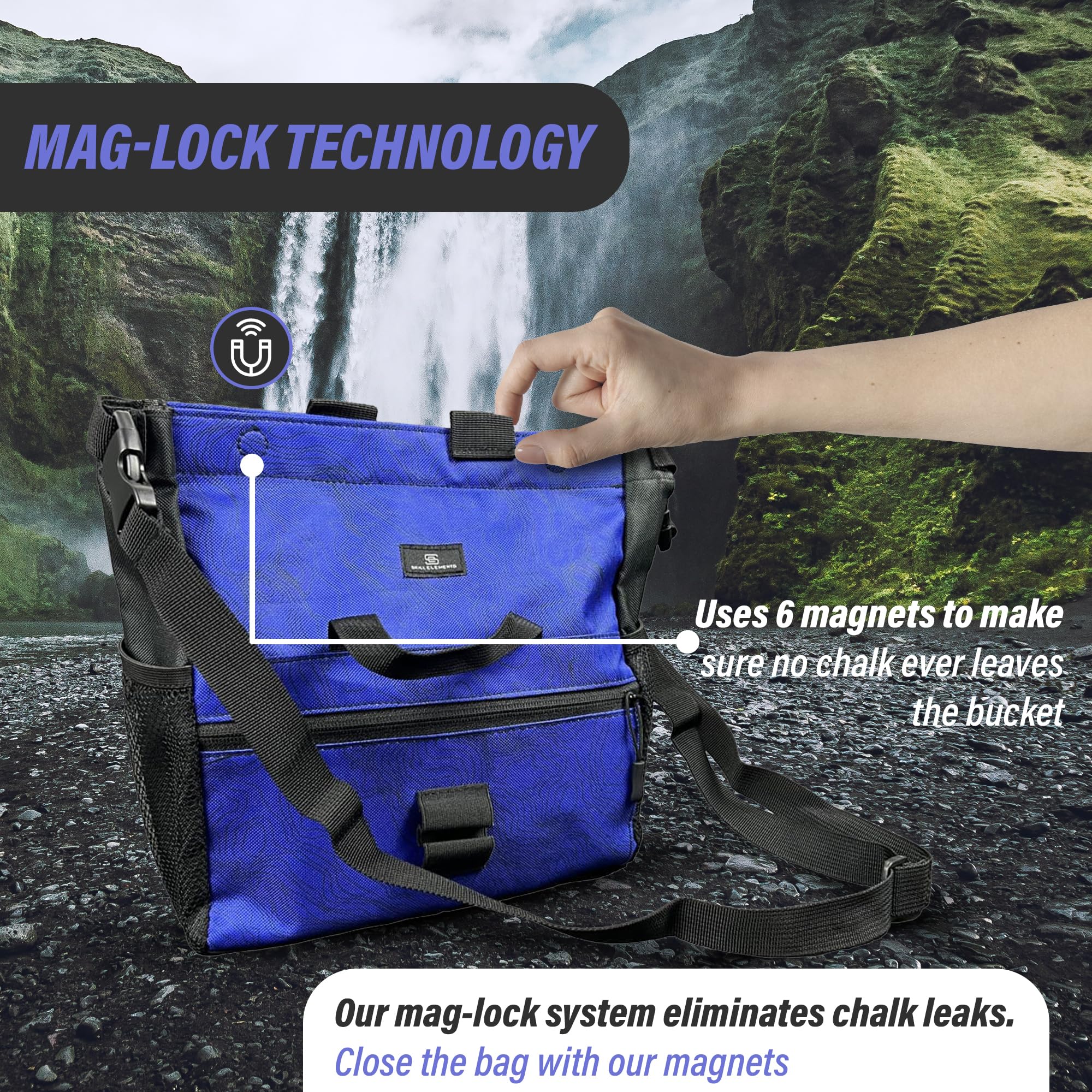 Premium Chalk Bucket for Rock Climbing & Bouldering - Large Magnetic Closure Chalk Bag with 2 Zippered Pockets, 4 Brush Holders & Side Storage | Ideal for Indoor Gym Training & Outdoor Climbing Adventures