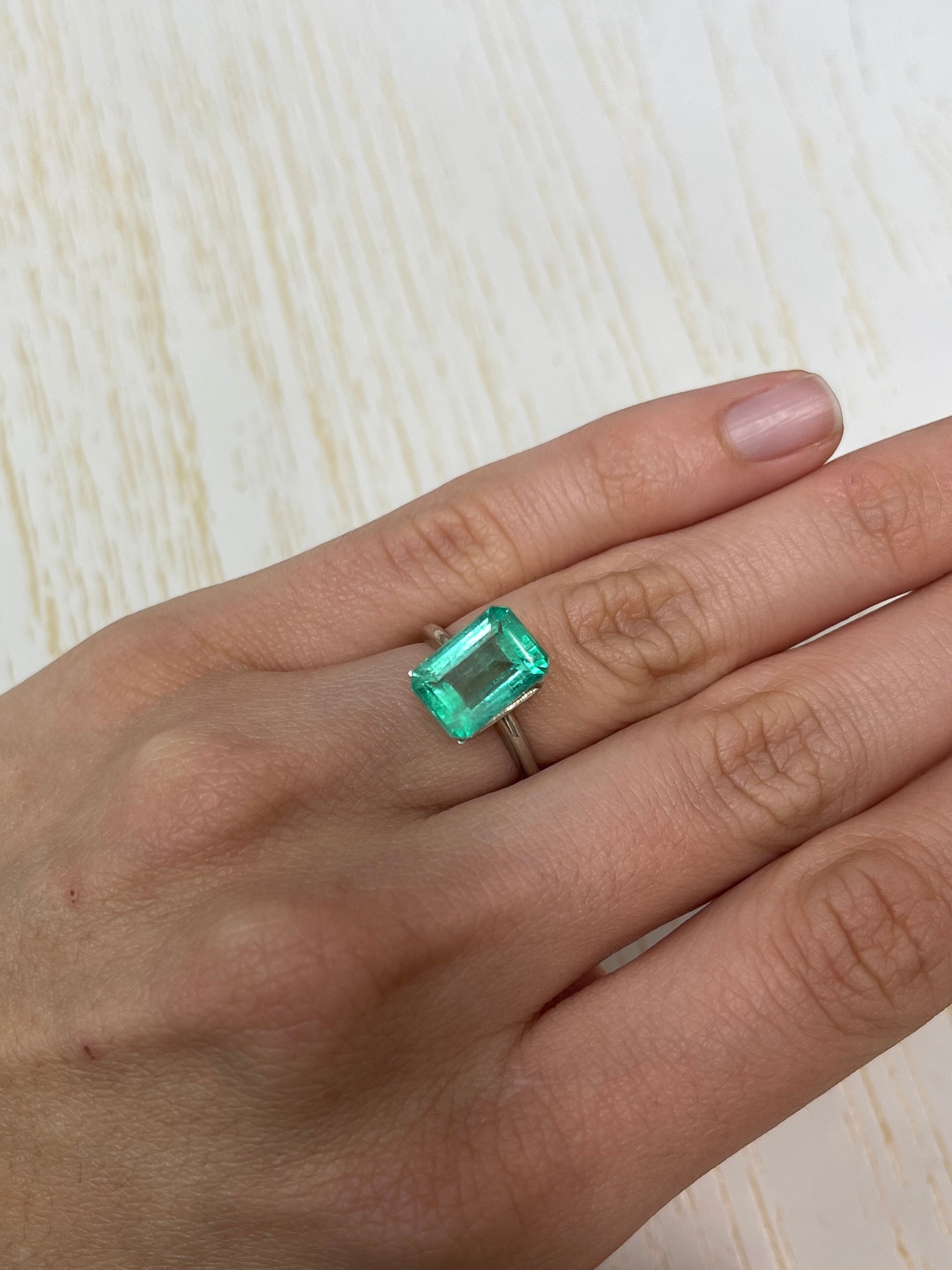 5.55 Carat 12x8mm Pastel Green Natural Loose Colombian Emerald Gemstone - Emerald Cut for Jewelry Making, Engagement Rings & Luxury Gifts