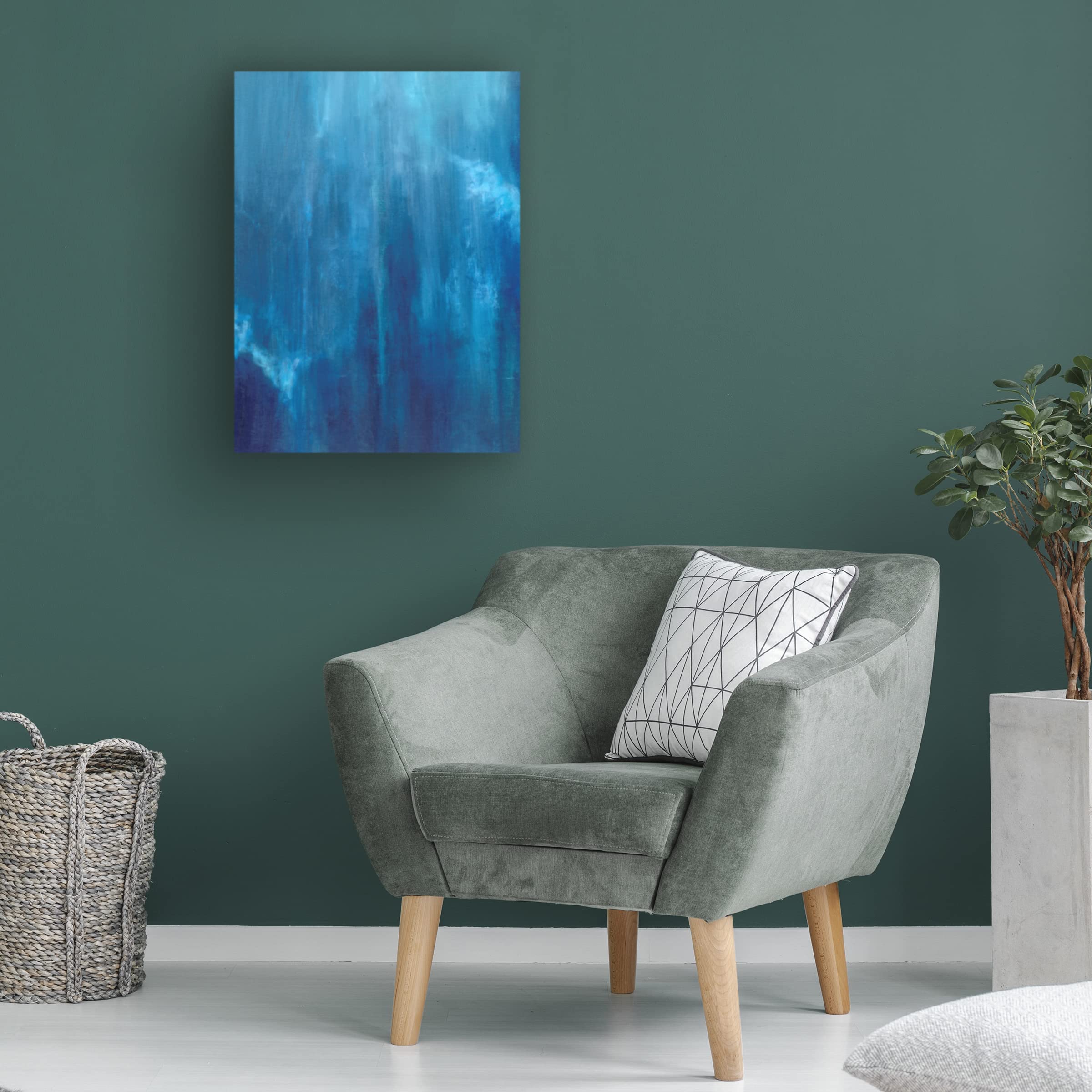 Trademark Fine Art 'Deep Blue Triptych II' Canvas Wall Art by Suzanne Wilkins - Modern Ocean Themed Painting for Living Room, Bedroom & Office Decor