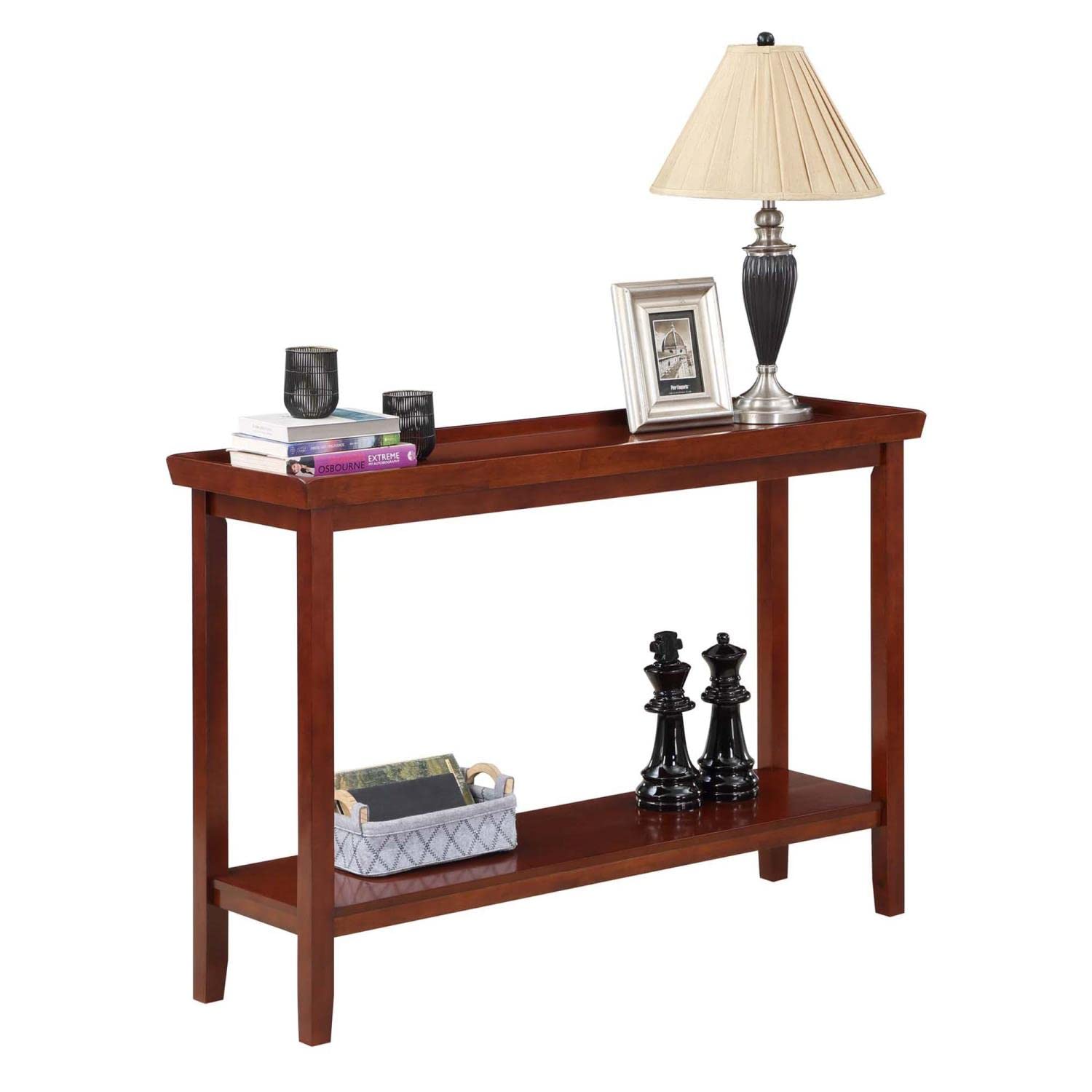 Convenience Concepts Ledgewood Console Table with Shelf - Mahogany Finish Entryway Sofa Table for Hallway, Living Room & Bedroom Decor