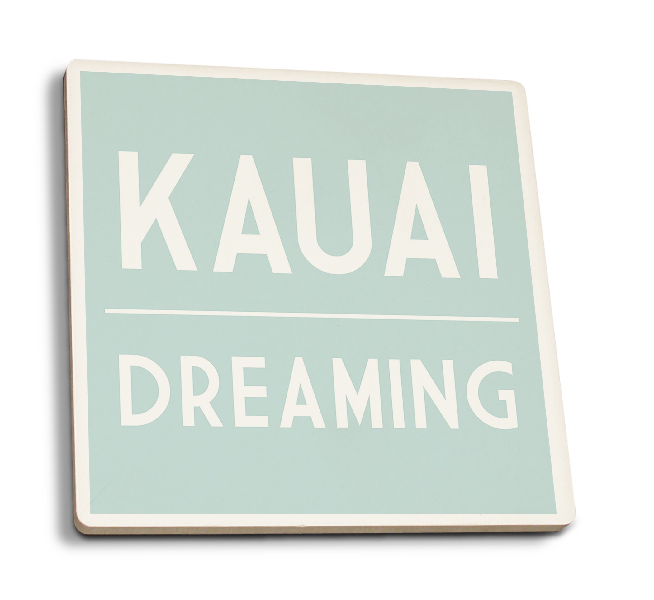 Absorbent Ceramic Coasters Set of 4 - Kauai Dreaming Design with Cork Backing - Waterproof Kitchen & Dining Table Decor for Home, Office, and Party Use