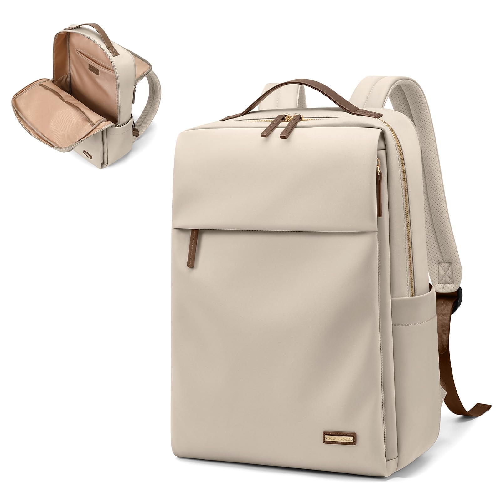 GOLF SUPAGS Women's Travel Laptop Backpack - Airline Approved 15.6 Inch Laptop Bag for Work, College & Travel - Multi-Functional Casual Daypack for Teachers, Nurses & Professionals (Apricot) - Perfect for Business Trips, Commuting & Daily Use