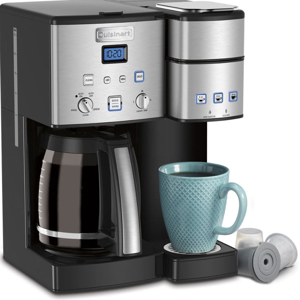 CUISINART 12 Cup Black Stainless Steel Coffee Maker with Permanent Filter & Carafe Combo SS15C - Perfect for Home, Office, and Dorm Use