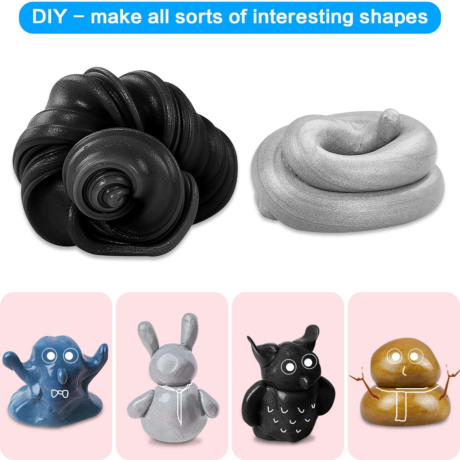 Magnetic Slime Putty - Upgraded Magnetic Space Putty with Strong Magnets | Fun Fidget Toy for Stress Relief & Sensory Play | Perfect Gift for Kids & Adults (Christmas, Birthday, Stocking Stuffers) | Great for Classrooms, Office Desks & Anxiety Relief (1 Pack, Silver)