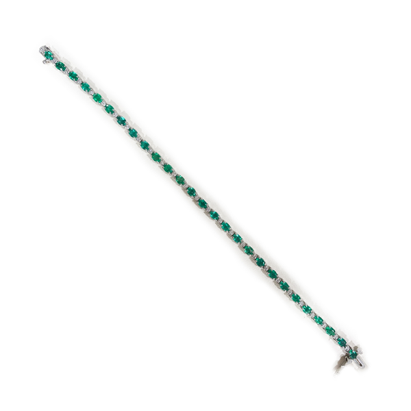 14K White Gold Emerald Bracelet for Women - Elegant Green Gemstone Jewelry Gift for Birthday, Anniversary & Special Occasions