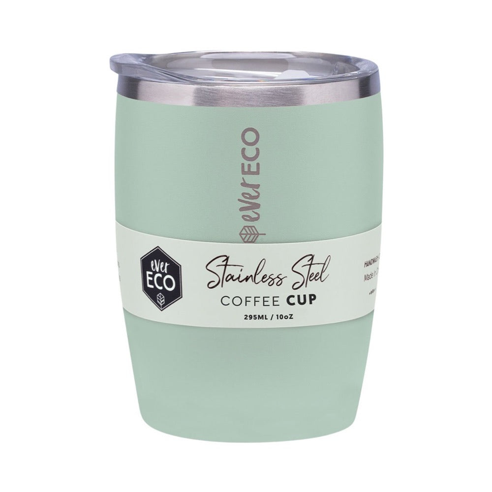 EVER ECO 10oz Insulated Coffee Cup - Stainless Steel Travel Mug with Lid, Leak-Proof & Heat Retention - Sage Green for Office, Commute & Outdoor Activities