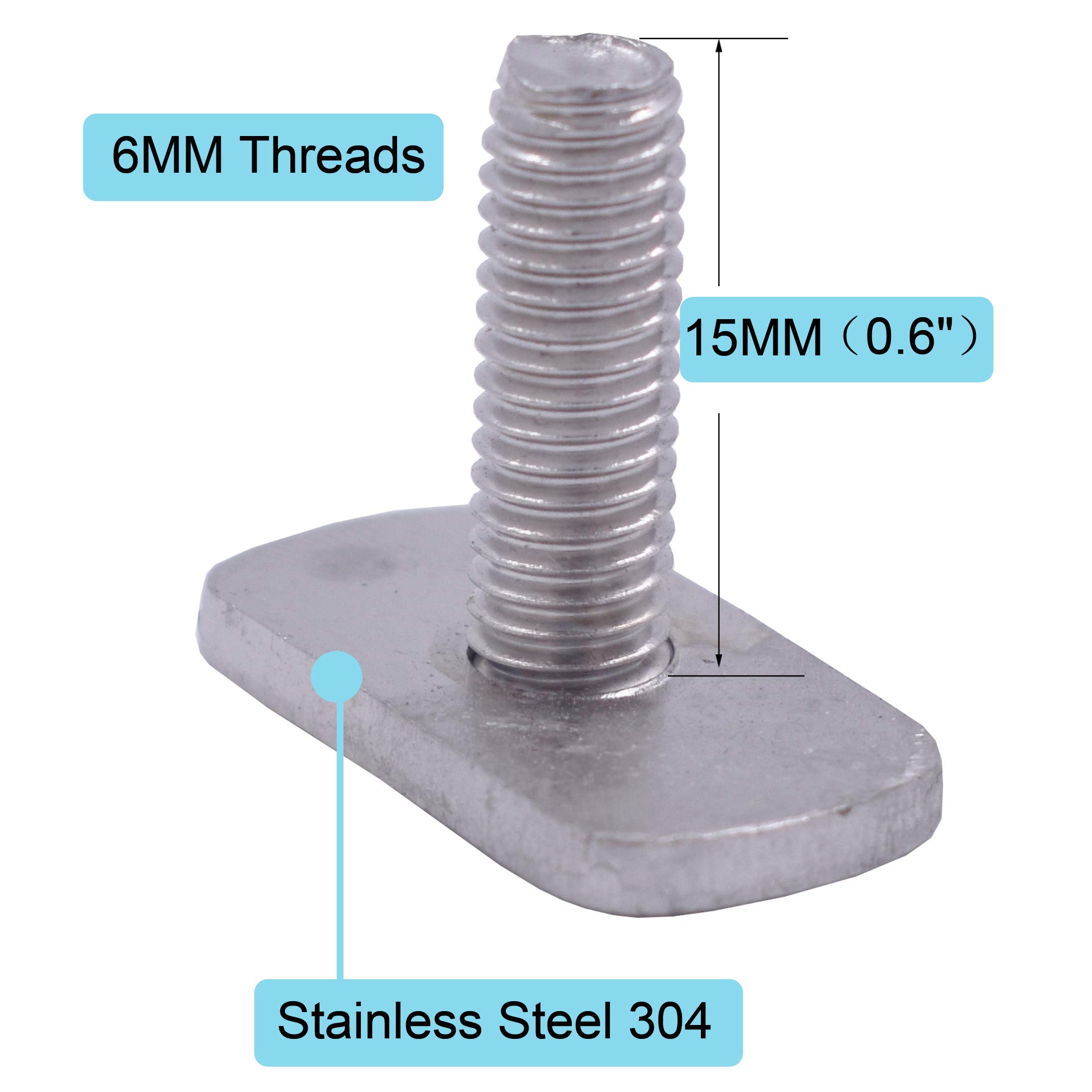 YYST 6MM Kayak Rail Screws & Track Nuts - T Bolt Hardware Mounting Kit for Kayaks, Canoes, Boats | Durable Marine-Grade Replacement Parts for Fishing Gear & Accessories Installation
