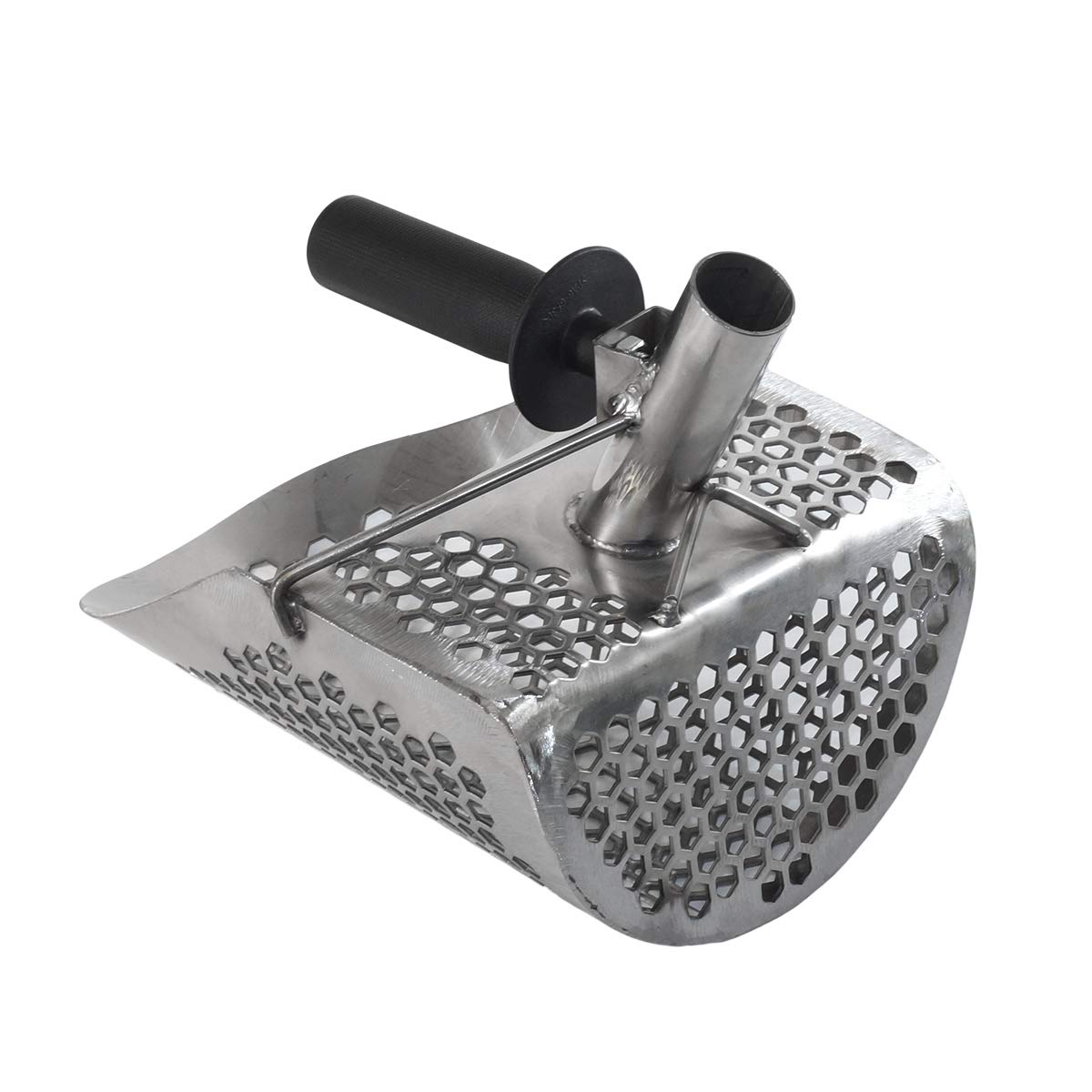 Premium Stainless Steel Beach Sand Scoop for Metal Detecting - Lightweight Carbon Fiber Pole with Handle & String - Hydra 11x8 Round - Perfect for Treasure Hunting, Beachcombing & Outdoor Adventures