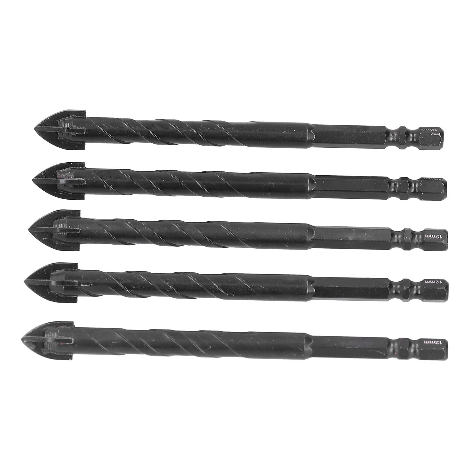 5PCS Tile & Glass Drill Bit Set - 12mm Masonry Drill Bits with Sharp Cutting Edges for Ceramic, Porcelain & Glass Tiles - Perfect for DIY Home Renovation & Bathroom Tile Installation Projects
