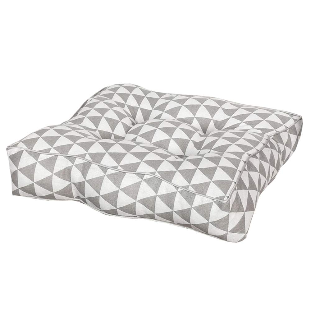 Boho Square Chair Cushion 20x20 - Soft Thick Seat Pad for Floor, Home & Office - Grey White