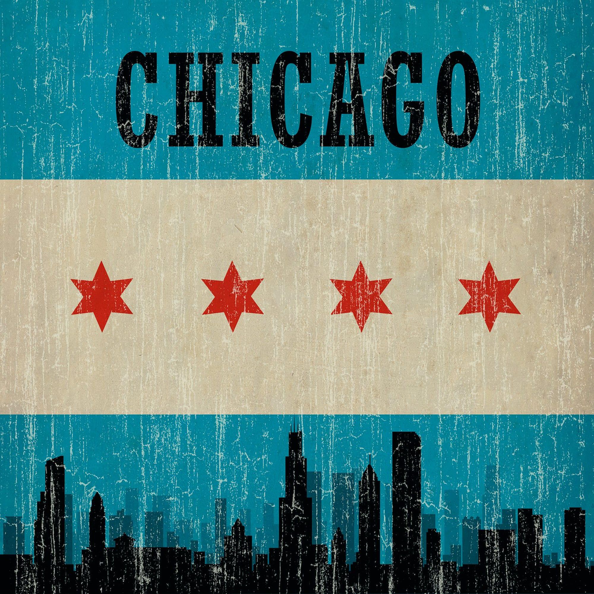 Vintage Chicago Skyline Square Sticker - 3