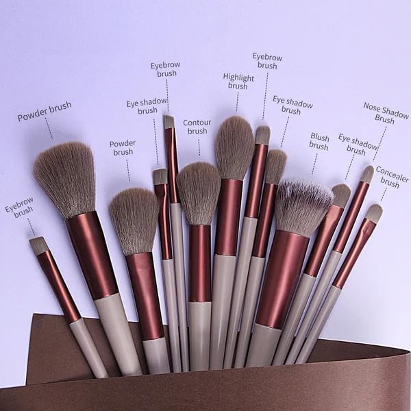MKSL® 13-Piece Professional Makeup Brush Set - Synthetic Bristle Face & Eye Brushes for Cream, Liquid & Powder | Perfect for Contouring, Foundation, Blending & Eyeshadow Application | Vegan Beauty Tools for Flawless Makeup