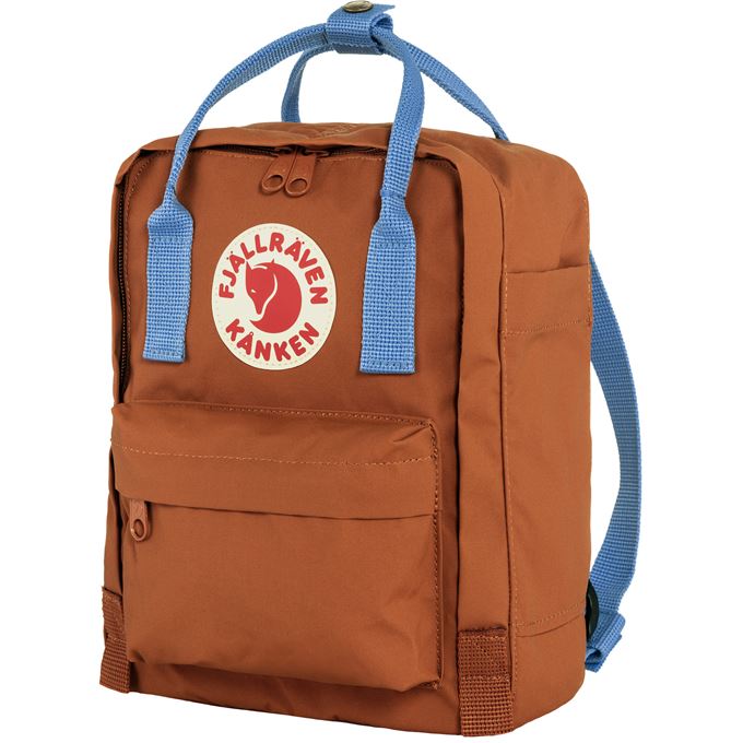 Fjallraven Kanken Mini Backpack - Lightweight Waterproof Daypack for Women & Men, Terracotta Brown & Ultramarine Blue - Perfect for School, Travel, Hiking and Everyday Use