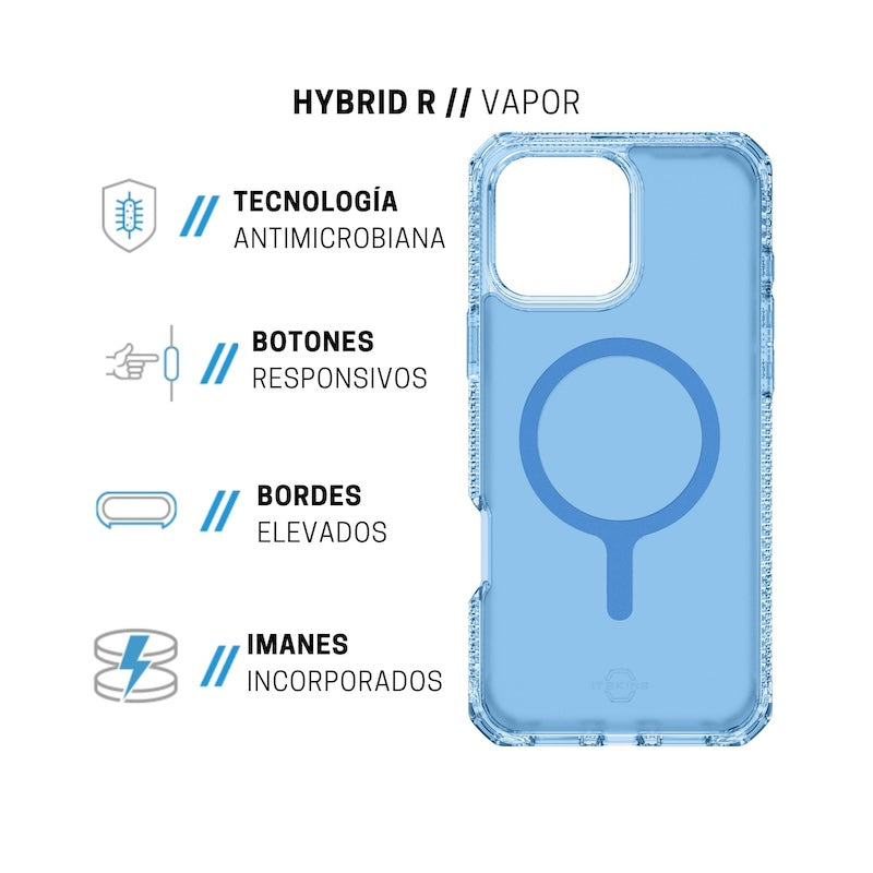 iTSKINS Hybrid Rugged Case for iPhone 16 Pro - Blue | Shockproof Protective Cover with Screen Protector | Perfect for Outdoor, Travel & Daily Use