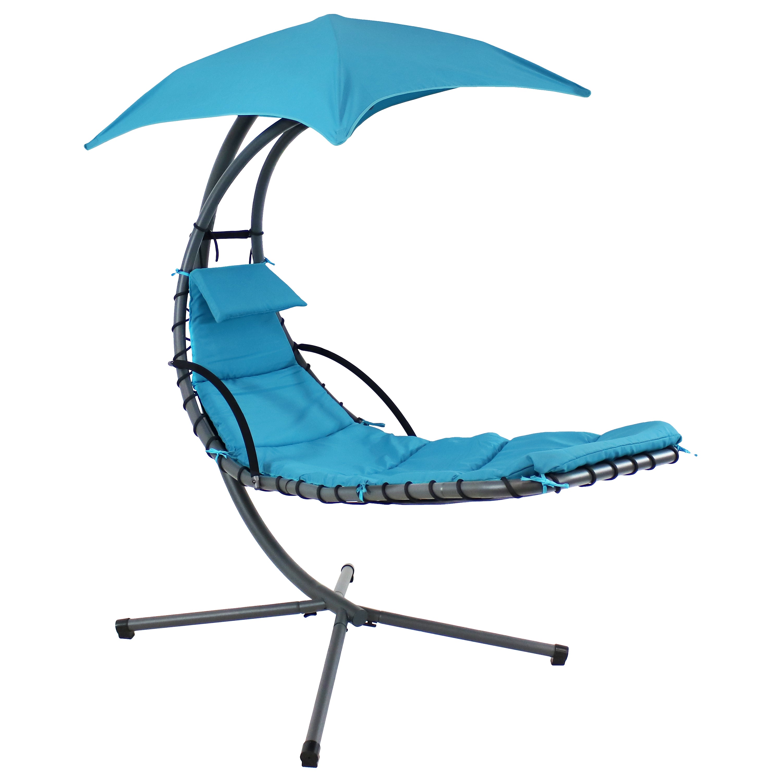 Sunnydaze Floating Chaise Lounge Chair with Adjustable Umbrella - Premium Pool Float for Relaxing in Swimming Pool, Lake or Beach