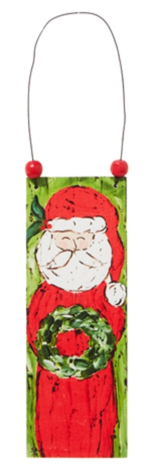 6 Pack Santa Claus Wooden Christmas Tree Ornaments - Handmade Holiday Decor for Xmas Tree, Fireplace Mantel & Gift Wrapping