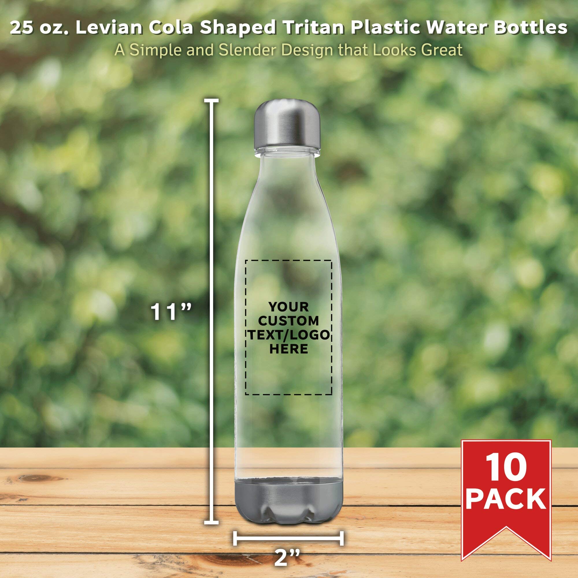 Custom Leak-Proof 25oz Plastic Water Bottles - Set of 10 BPA-Free Reusable Sports Bottles with Personalized Options | Ideal for Gym, Hiking, Cycling, Yoga & Outdoor Activities | Clear Cola-Shaped Design for Bulk Promotions