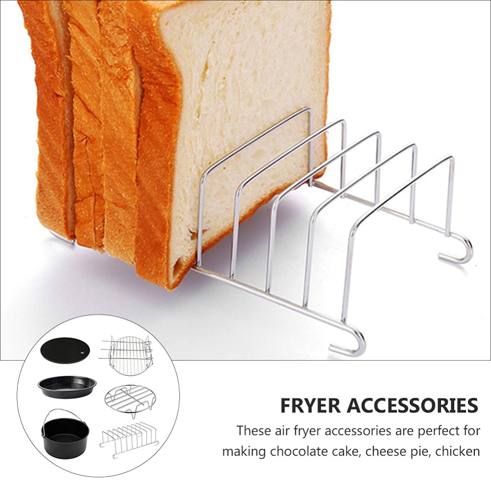 SOLUSTRE 6-Piece Air Fryer Accessories Set - Non-Stick Stainless Steel Baking Trays, Cake Pans & Frying Pot Kit for Western Food | Leakproof Kitchen Tools for Baking, Cooking & Meal Prep | Perfect for Air Fryer, Oven & Microwave Use