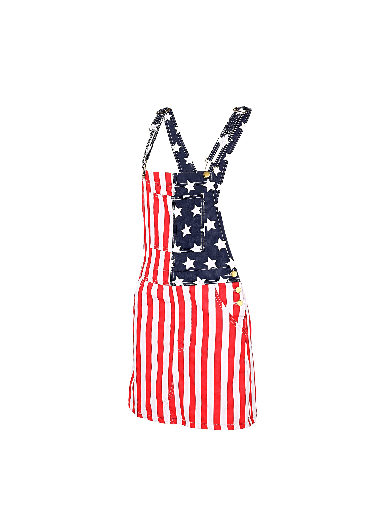 Men's & Women's American Flag Denim Bib Overalls Shorts - Casual Jumpsuit with Pockets for Summer Outings, Festivals & Patriotic Events