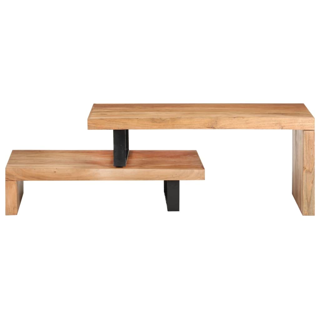 SKM 2-Piece Coffee Table Set - Solid Acacia Wood Modern Living Room Furniture for Small Spaces - Perfect for Apartments, Condos & Home Decor