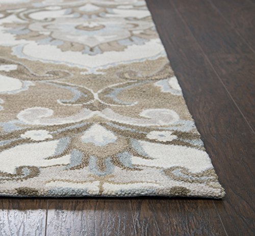 Rizzy Home Leone Collection 8' Round Wool Area Rug in Mocha Ivory Brown Medallion – Perfect for Living Room, Bedroom, or Office Decor