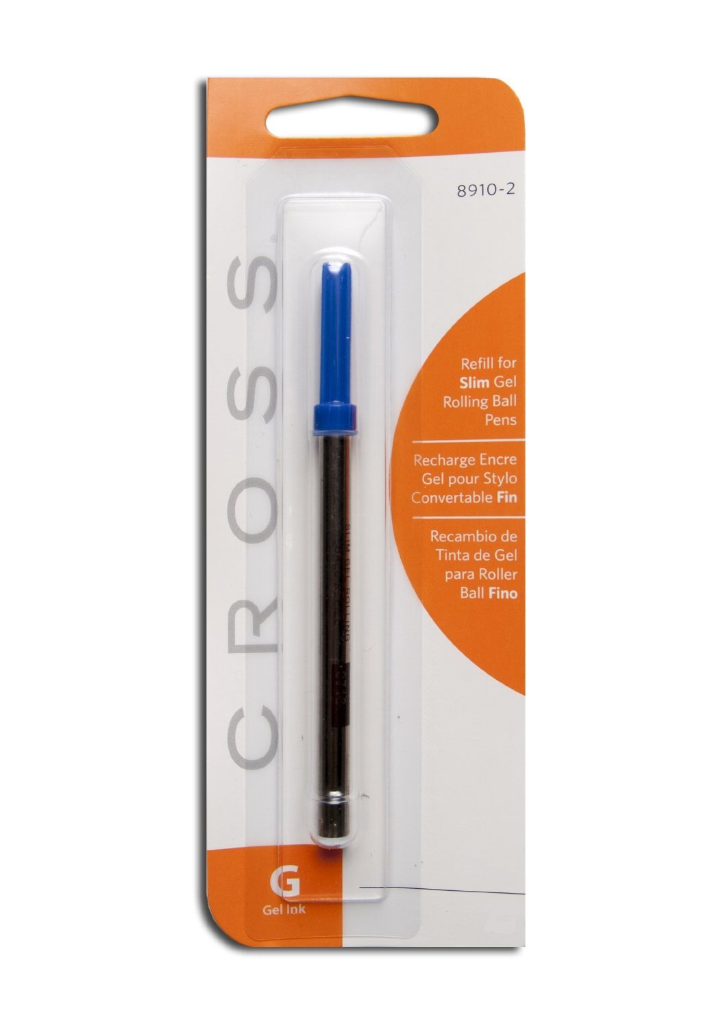 Cross Slim Gel Rolling Ball Pen Refill - Blue Ink (1 Per Card, 8910-2) - Smooth Writing for Office, School & Daily Journaling