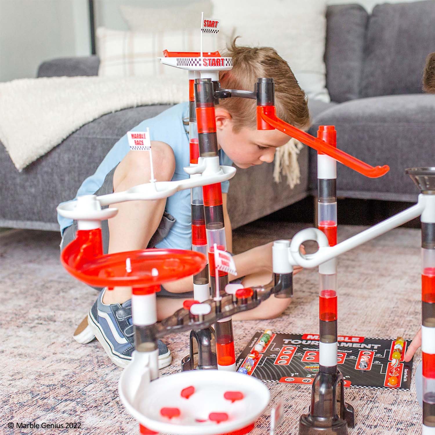 Marble Genius 200-Piece Marble Run Racing Set - STEM Educational Building Blocks Toy for Kids | Marble Maze Tower & Race Track Game | Perfect for Birthday Gifts & Indoor Playtime