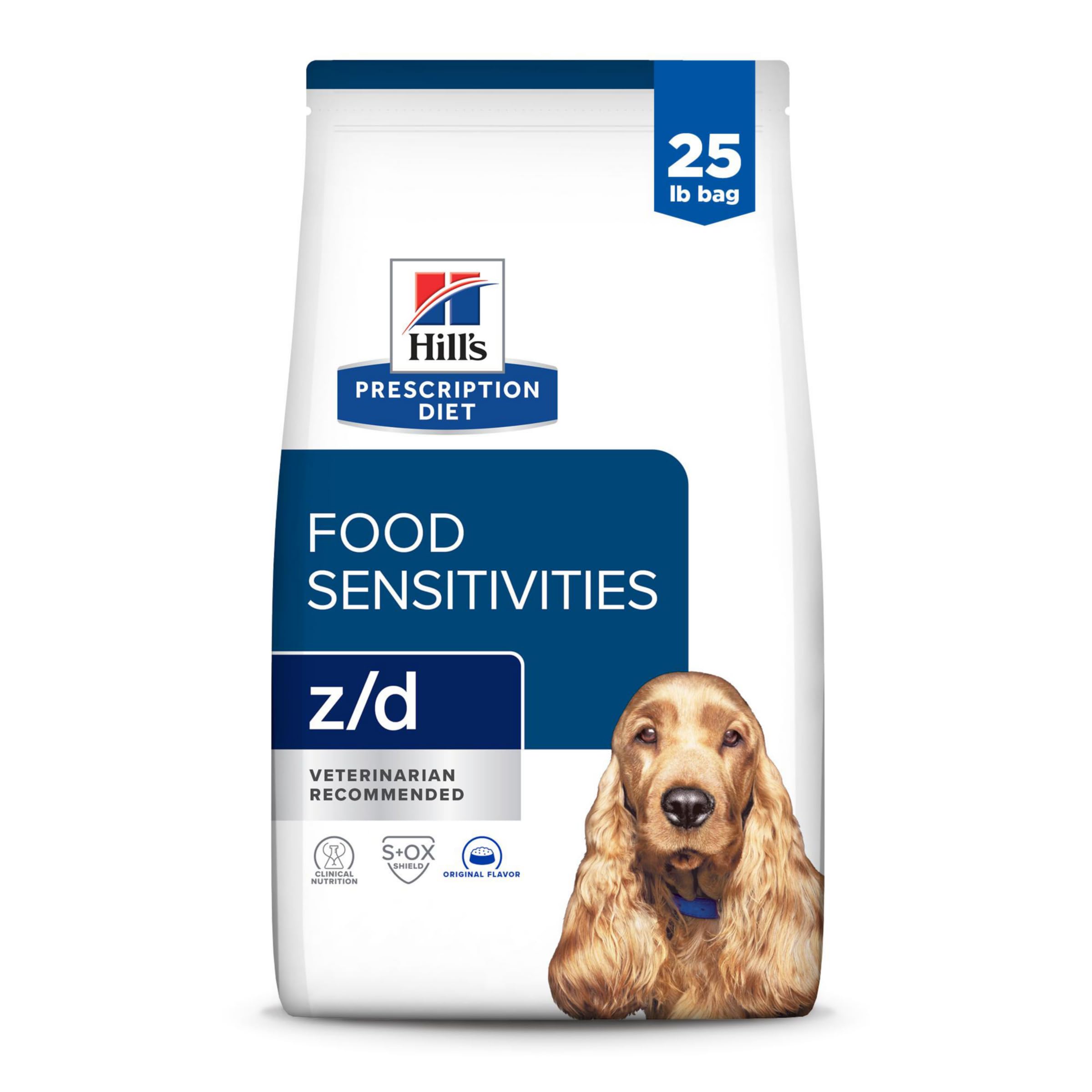Hill's Prescription Diet z/d Dry Dog Food for Skin & Food Sensitivities - Vet Recommended Allergy Relief Formula, 25lb Bag - Perfect for Dogs with Sensitive Skin & Digestive Issues