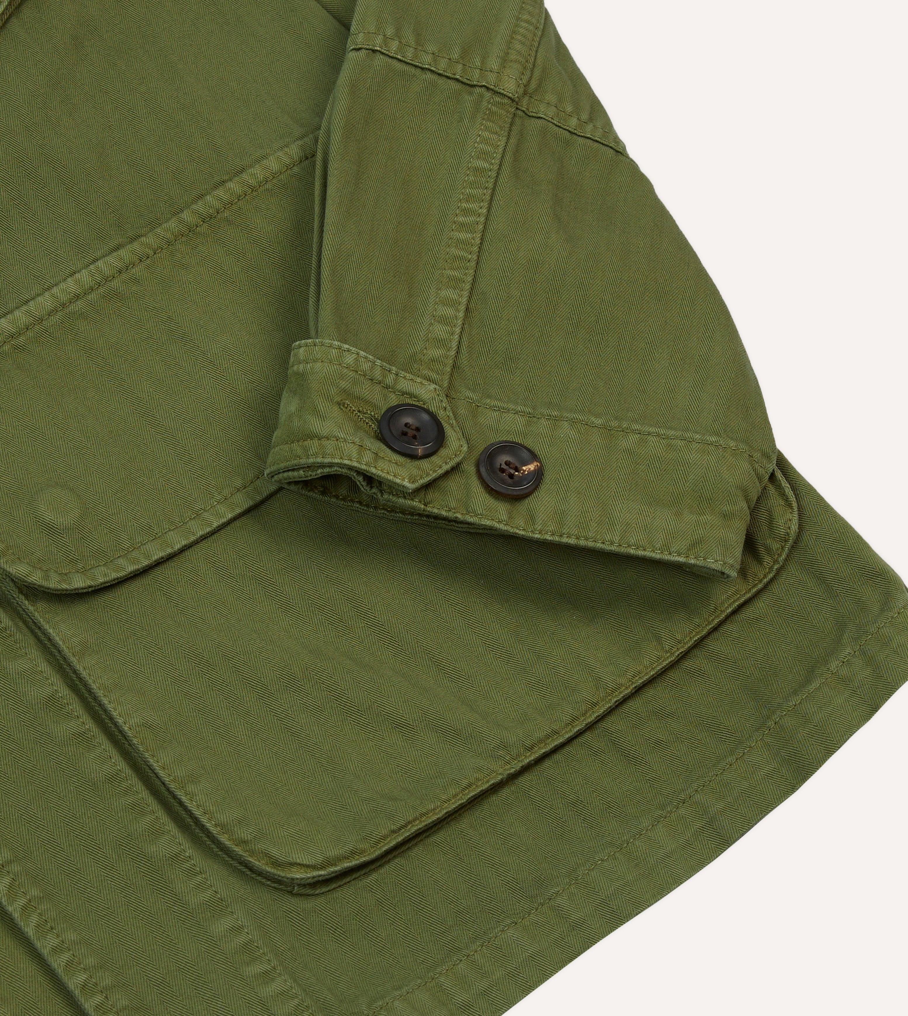 Olive Herringbone Cotton Jungle Jacket for Men - Lightweight Outdoor Adventure Jacket for Hiking, Camping & Safari - Water-Resistant & Breathable