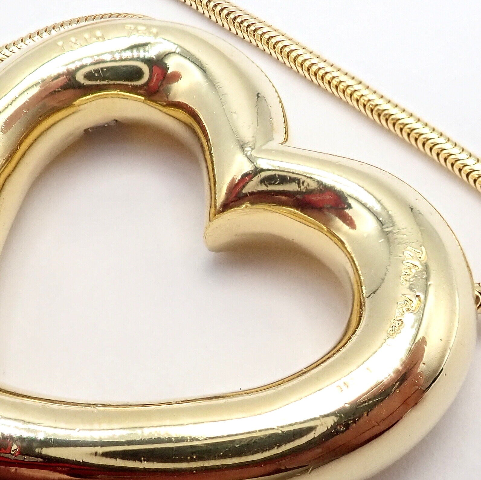 Vintage Tiffany & Co Picasso 18k Yellow Gold Diamond Large Heart Pendant Necklace for Women - Elegant Jewelry Gift for Anniversary, Valentine's Day & Special Occasions