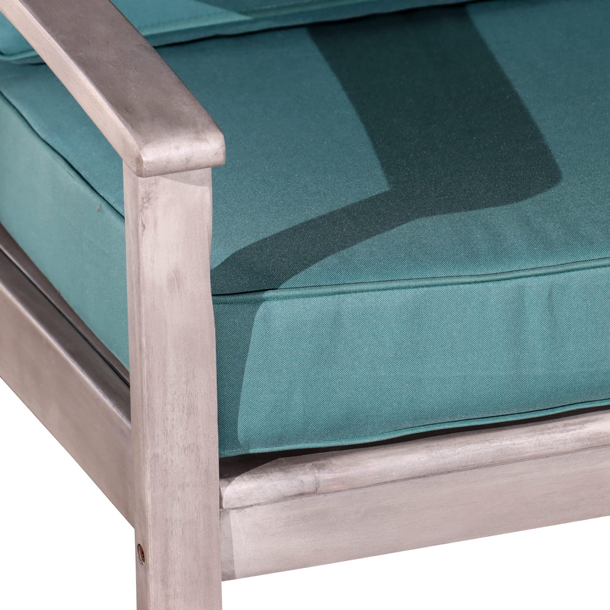 DTY Outdoor Living Longs Peak Deep Seat Eucalyptus Chair - Silver Gray Finish with Sage Green Cushions | Patio Furniture for Backyard, Garden & Poolside Relaxation