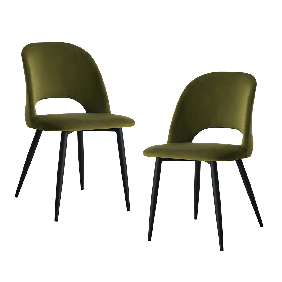Luxury Asta Velvet Dining Chairs (Set of 2) - Modern Upholstered Side Chairs for Kitchen, Dining Room & Home Decor - Soft Velvet Fabric with Sturdy Metal Legs