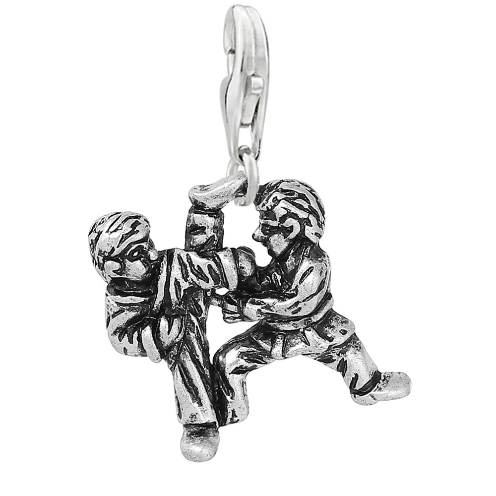Sparkling Taekwondo Pendant Charm - Clip On Bracelet & Necklace Jewelry for Martial Arts Lovers | Perfect for Training, Gifts & Fashion Accessories