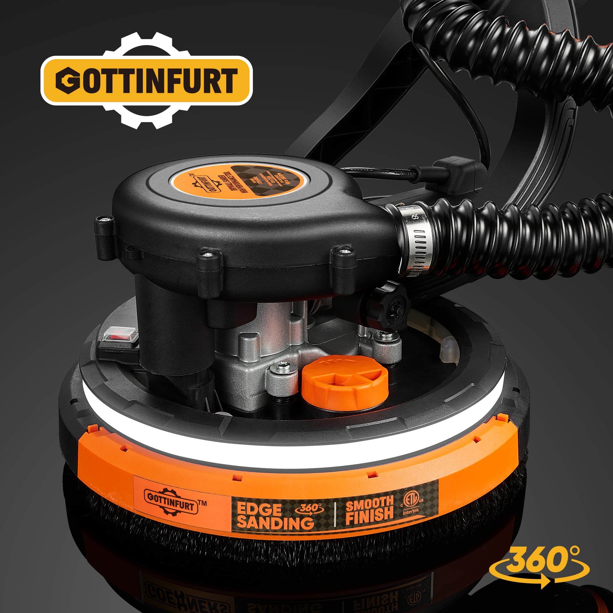 Electric Drywall Sander with Vacuum - 7 Speed Adjustable (900-1800 RPM), 95.5% Dust Removal, 14ft Hose & 26ft Power Cord - Perfect for Ceiling Sanding, Wall Smoothing & DIY Home Renovation Projects