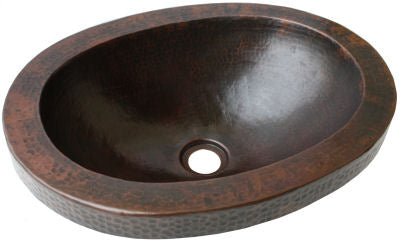 Premium Hammered Copper Apron Oval Bathroom Sink - Vintage Farmhouse Style for Bathroom Vanity & Powder Room Decor