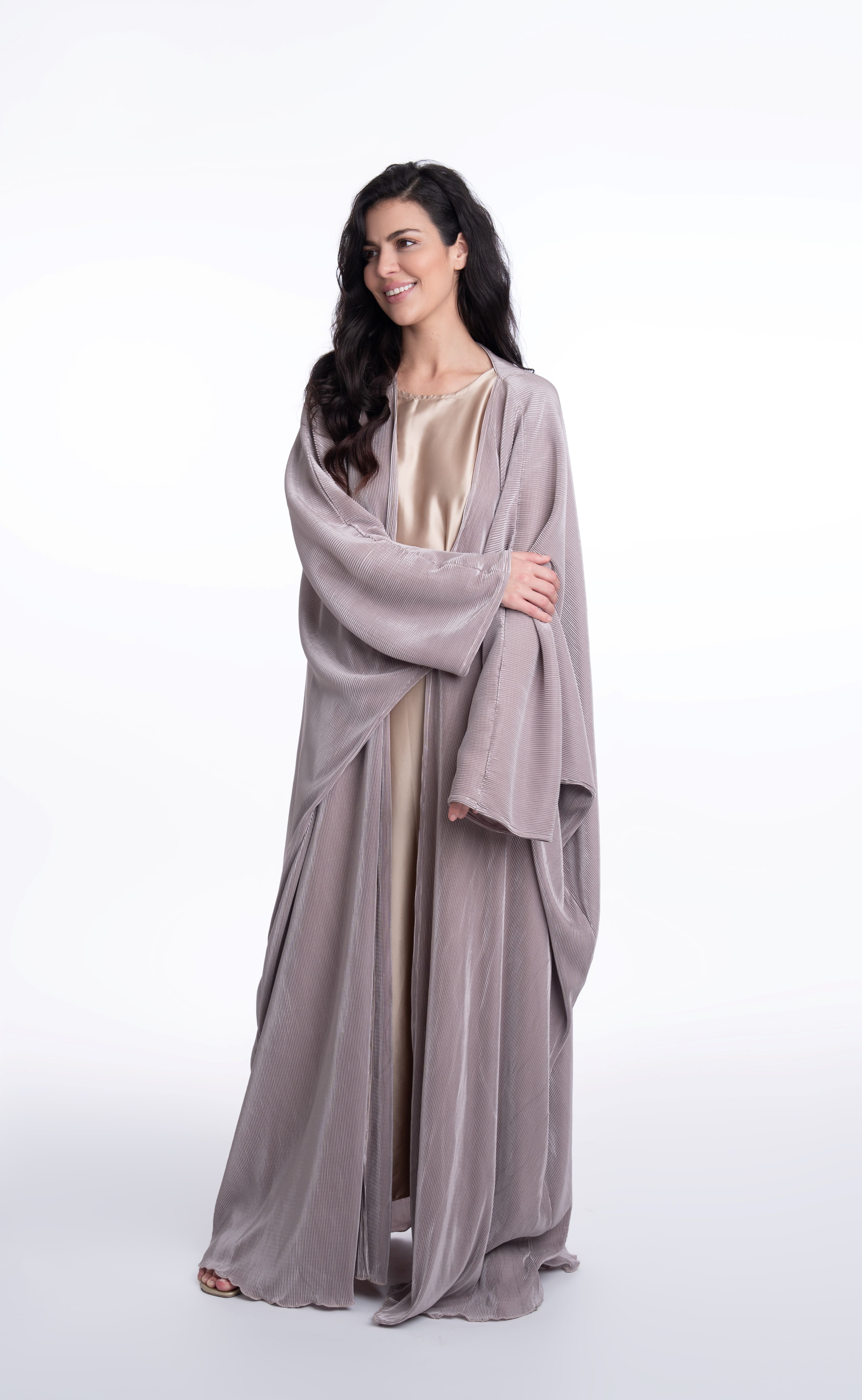 Elegant Golden Ruba Abaya - Modest Islamic Dress for Women - Perfect for Prayer, Eid, and Special Occasions
