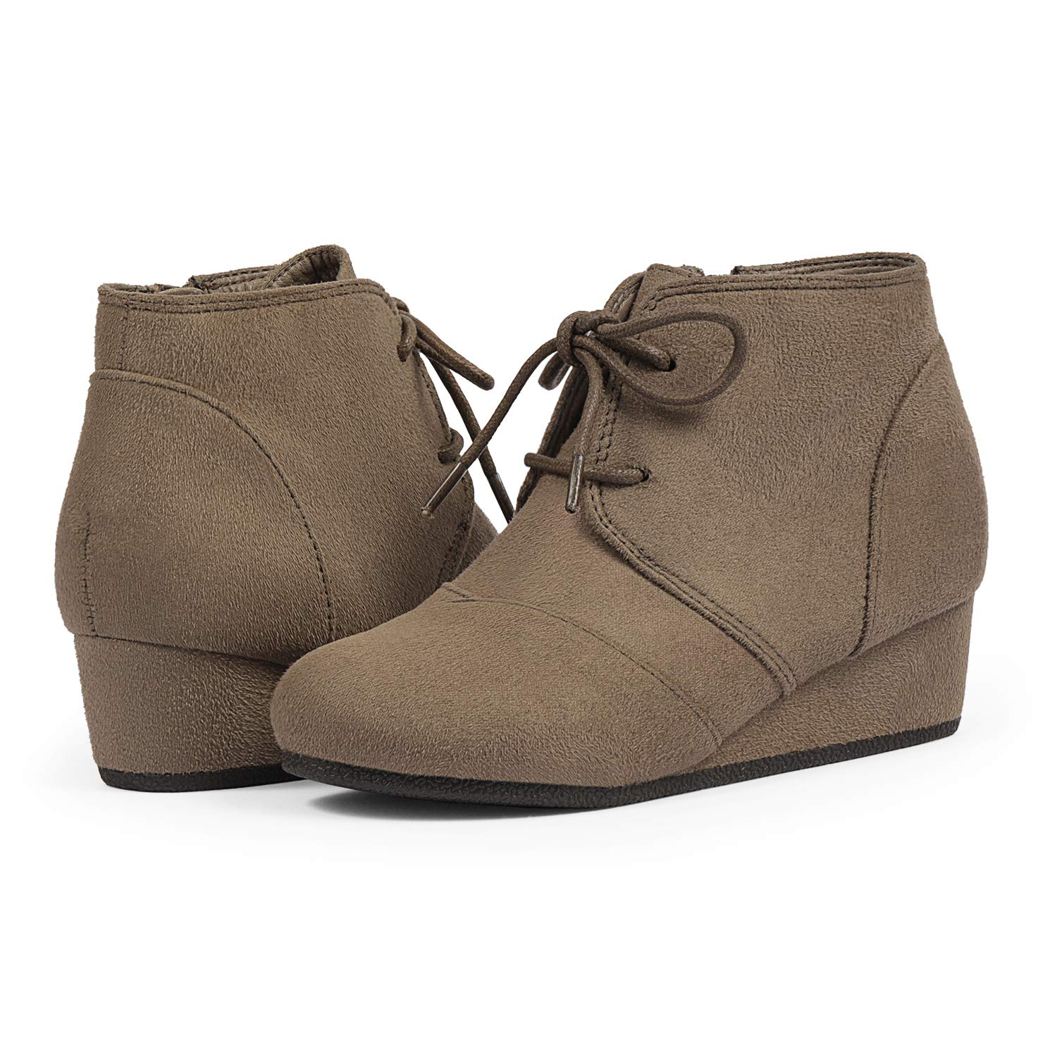 DREAM PAIRS Girls Low Wedge Heel Ankle Boots with Side Zipper - Comfortable Casual Shoes for Toddler, Little Kid & Big Kid - Perfect for School, Parties & Everyday Wear